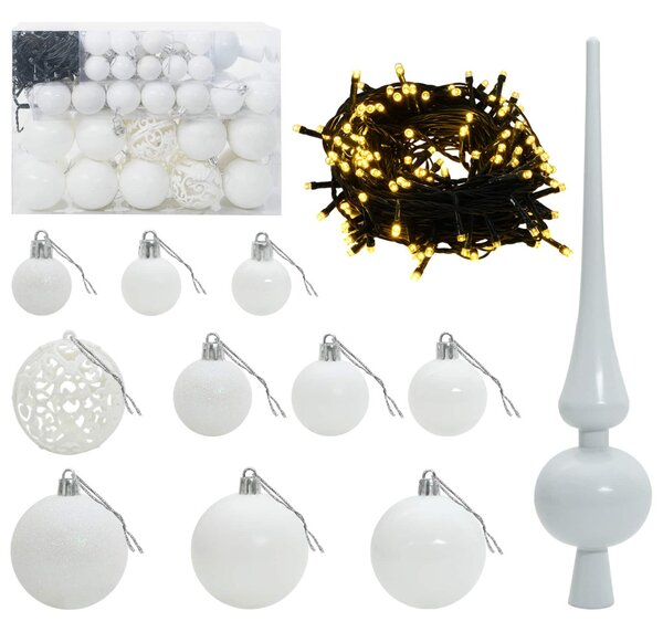 Karcsú műkarácsonyfa gömbökkel 150 cm 150 LED Meleg fehér