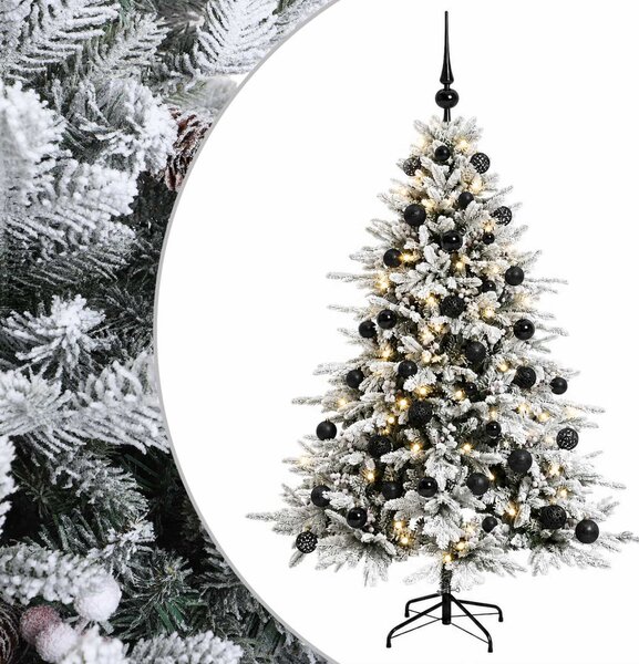 Műkarácsonyfa gömbbel 120 cm 150 LED Meleg fehér PVC és fém