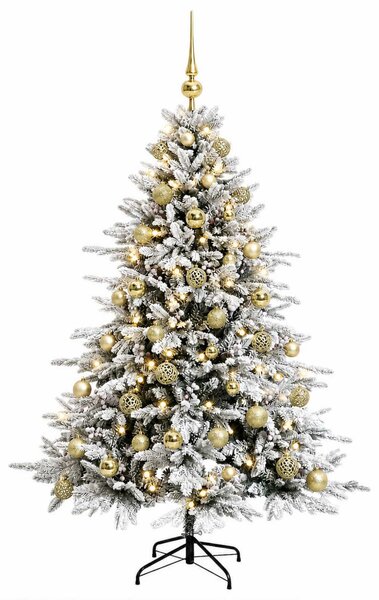Műkarácsonyfa gömbbel 120 cm 150 LED Meleg fehér PVC és fém