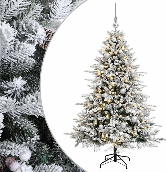 Műkarácsonyfa gömbbel 120 cm 150 LED Meleg fehér PVC és fém