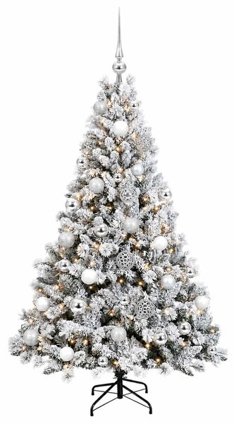 Műfenyő gömbökkel 120 cm 150 LED Meleg fehér PVC és fém