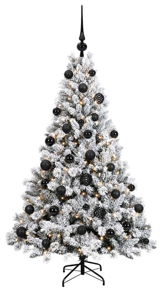 Műfenyő gömbökkel 120 cm 150 LED Meleg fehér PVC és fém