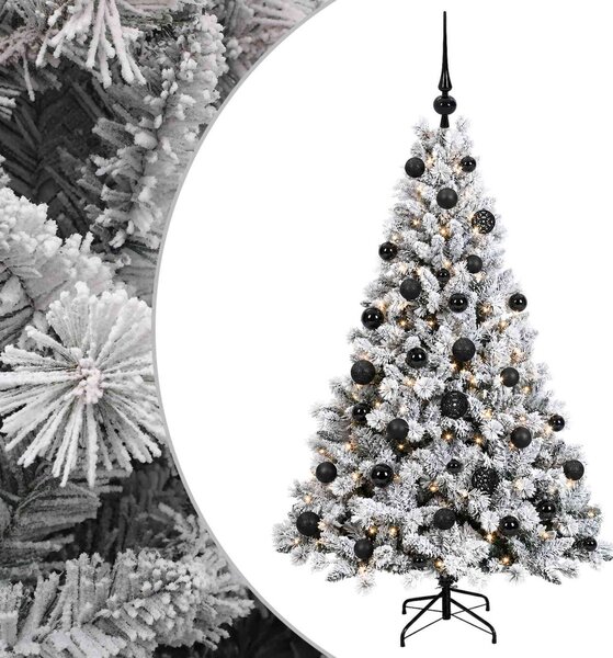 Műfenyő gömbökkel 120 cm 150 LED Meleg fehér PVC és fém