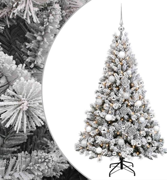 Műfenyő gömbökkel 120 cm 150 LED Meleg fehér PVC és fém