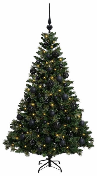 Műkarácsonyfa gömbbel 120 cm 150 LED Meleg fehér PVC és fém