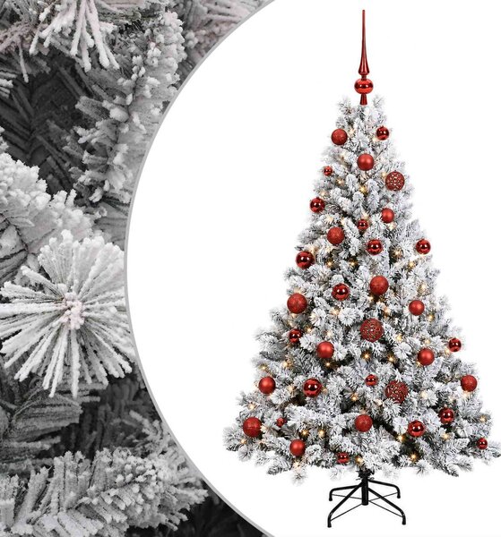 Műfenyő gömbökkel 120 cm 150 LED Meleg fehér PVC és fém