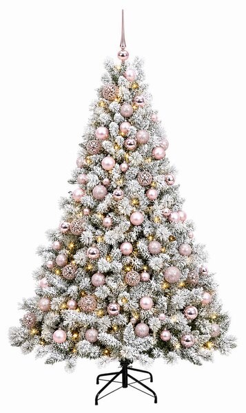 Műfenyő gömbökkel 180 cm 300 LED Meleg fehér PVC és fém