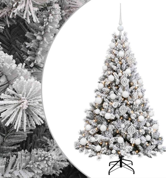 Műfenyő gömbökkel 120 cm 150 LED Meleg fehér PVC és fém