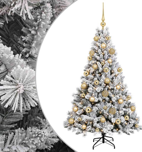 Műfenyő gömbökkel 120 cm 150 LED Meleg fehér PVC és fém