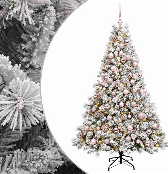 Műfenyő gömbökkel 180 cm 300 LED Meleg fehér PVC és fém