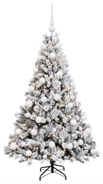 Műfenyő gömbökkel 120 cm 150 LED Meleg fehér PVC és fém