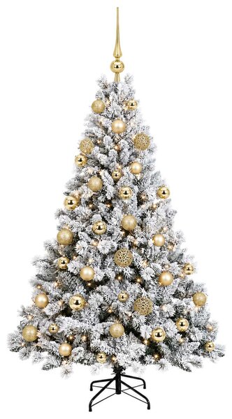 Műfenyő gömbökkel 120 cm 150 LED Meleg fehér PVC és fém