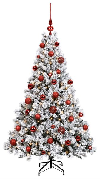 Műfenyő gömbökkel 120 cm 150 LED Meleg fehér PVC és fém