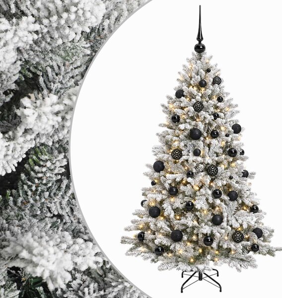 Műfenyő gömbökkel 150 cm 150 LED Meleg fehér PVC és fém