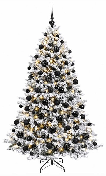 Műkarácsonyfa gömbbel 180 cm 300 LED Meleg fehér PVC és fém
