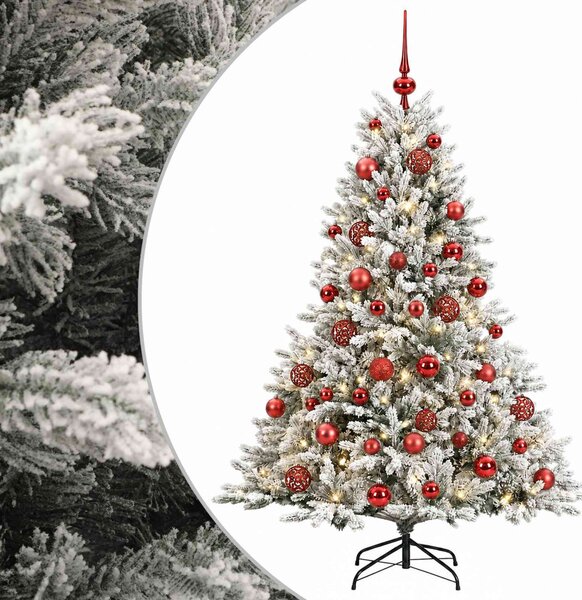 Műkarácsonyfa gömbbel 120 cm 150 LED Meleg fehér PVC és fém