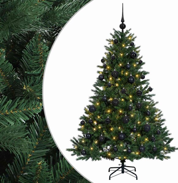 Műkarácsonyfa gömbbel 120 cm 150 LED Meleg fehér PVC és fém