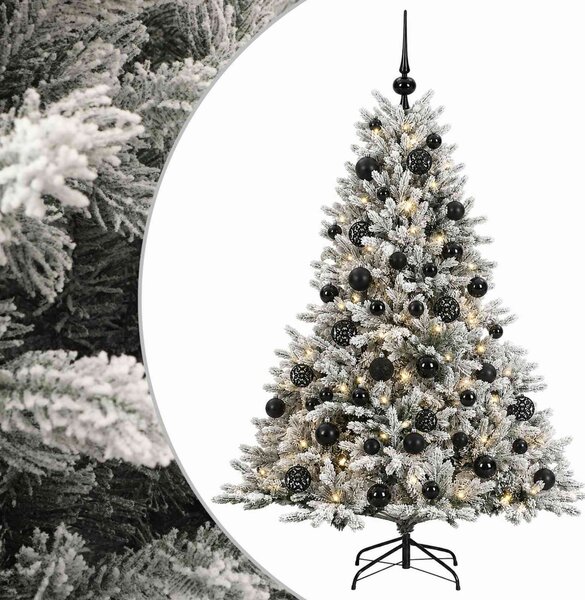 Műkarácsonyfa gömbbel 120 cm 150 LED Meleg fehér PVC és fém