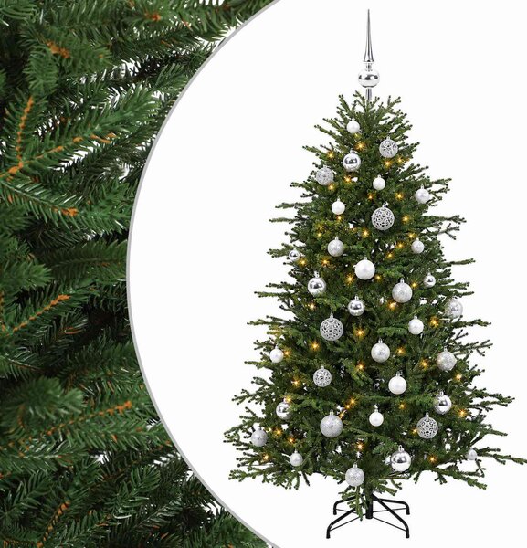 Műkarácsonyfa gömbbel 120 cm 150 LED Meleg fehér PVC és fém