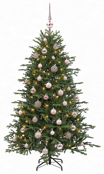 Műkarácsonyfa gömbbel 120 cm 150 LED Meleg fehér PVC és fém