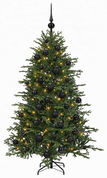 Műkarácsonyfa gömbbel 120 cm 150 LED Meleg fehér PVC és fém