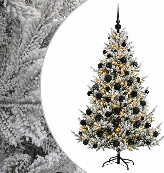 Műkarácsonyfa gömbbel 180 cm 300 LED Meleg fehér PVC és fém
