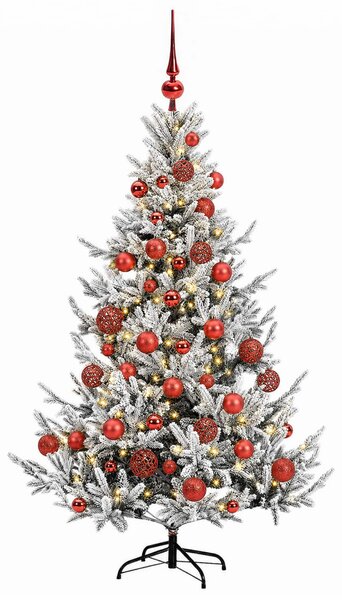 Műkarácsonyfa gömbbel 120 cm 150 LED Meleg fehér PVC és fém