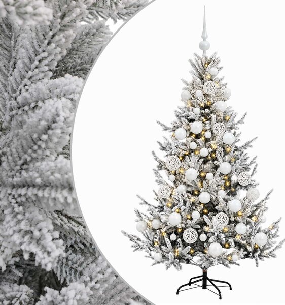 Műkarácsonyfa gömbbel 120 cm 150 LED Meleg fehér PVC és fém