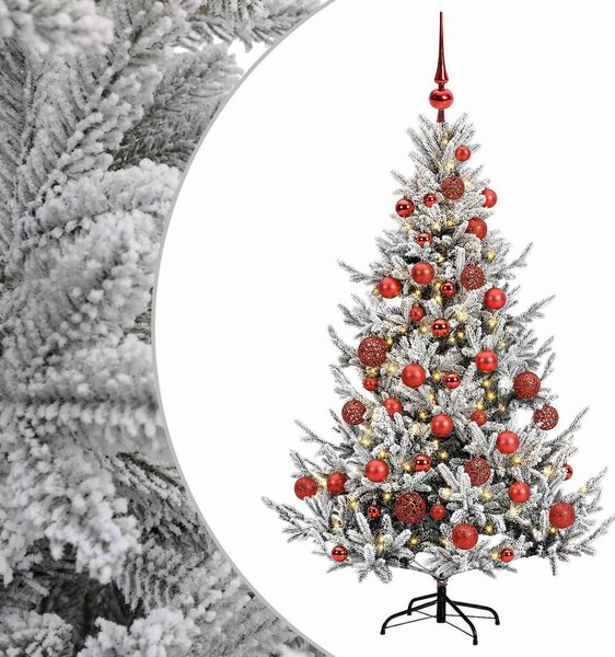 Műkarácsonyfa gömbbel 120 cm 150 LED Meleg fehér PVC és fém