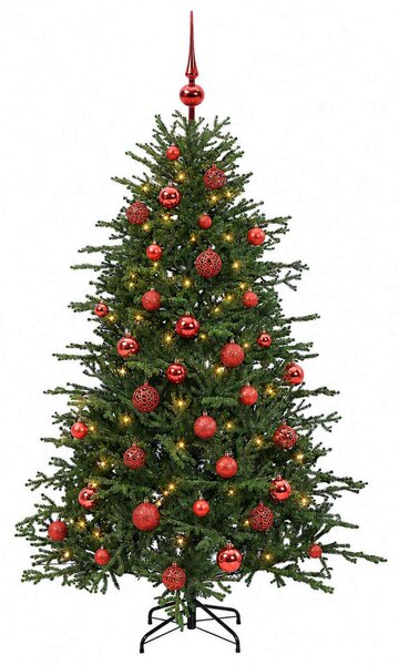 Műkarácsonyfa gömbbel 120 cm 150 LED Meleg fehér PVC és fém