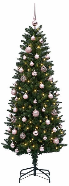 Műfenyő gömbökkel 120 cm 150 LED Meleg fehér PE és PVC Green