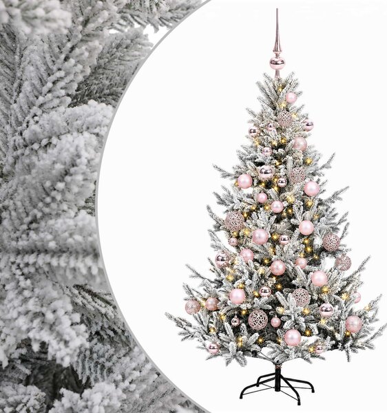 Műkarácsonyfa gömbbel 120 cm 150 LED Meleg fehér PVC és fém