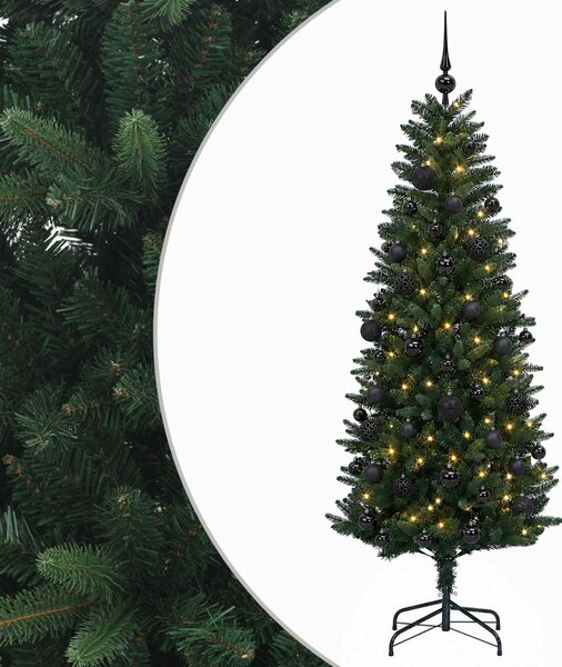 Műfenyő gömbökkel 120 cm 150 LED Meleg fehér PE és PVC Green