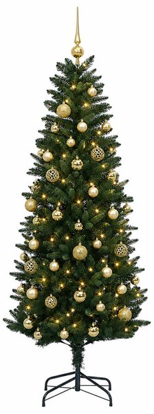 Műfenyő gömbökkel 120 cm 150 LED Meleg fehér PE és PVC Green