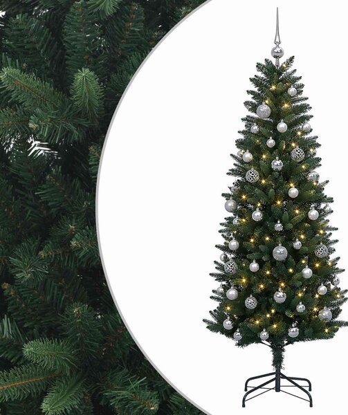 Műfenyő gömbökkel 120 cm 150 LED Meleg fehér PE és PVC Green