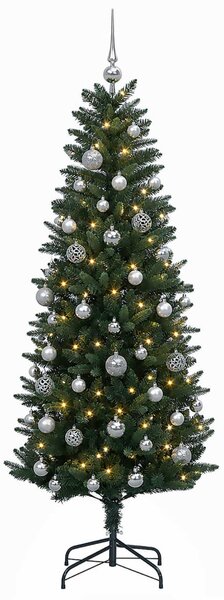 Műfenyő gömbökkel 120 cm 150 LED Meleg fehér PE és PVC Green