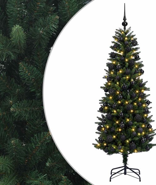 Műfenyő gömbökkel 180 cm 300 LED Meleg fehér PE és PVC Green