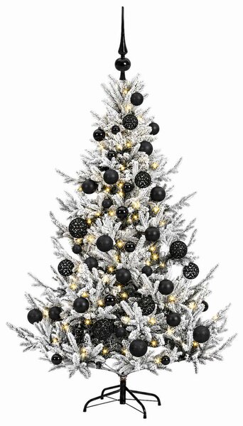 Műkarácsonyfa gömbbel 120 cm 150 LED Meleg fehér PVC és fém