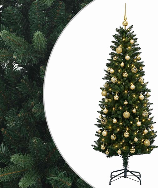 Műfenyő gömbökkel 120 cm 150 LED Meleg fehér PE és PVC Green