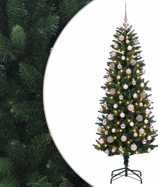 Műfenyő gömbökkel 180 cm 300 LED Meleg fehér PE és PVC Green