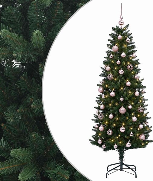 Műfenyő gömbökkel 120 cm 150 LED Meleg fehér PE és PVC Green