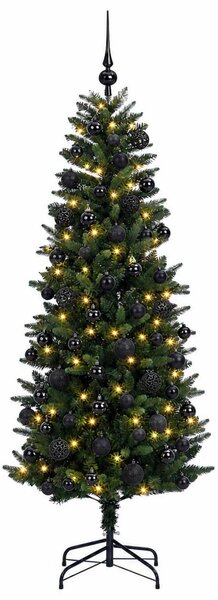 Műfenyő gömbökkel 180 cm 300 LED Meleg fehér PE és PVC Green