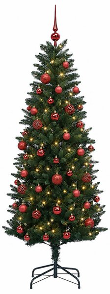 Műfenyő gömbökkel 120 cm 150 LED Meleg fehér PE és PVC Green