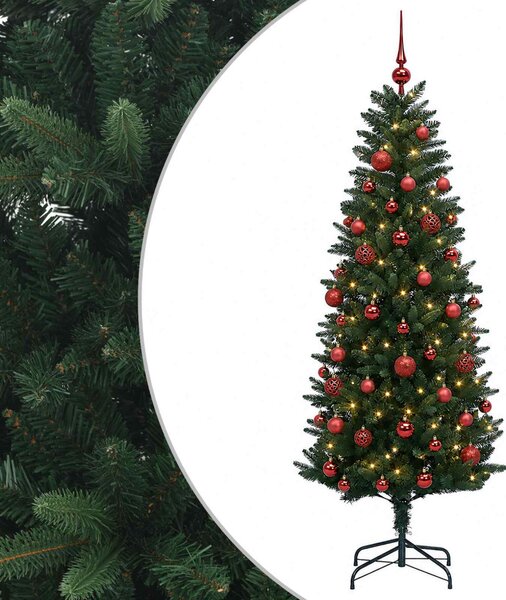 Műfenyő gömbökkel 120 cm 150 LED Meleg fehér PE és PVC Green