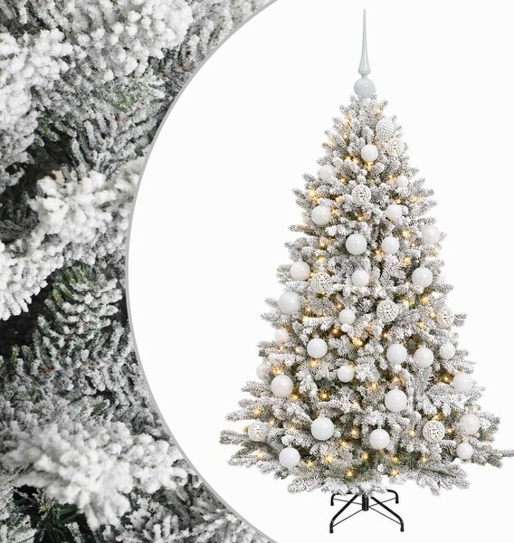 Műfenyő gömbökkel 150 cm 150 LED Meleg fehér PVC és fém