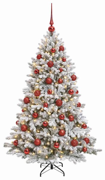 Műfenyő gömbökkel 150 cm 150 LED Meleg fehér PVC és fém