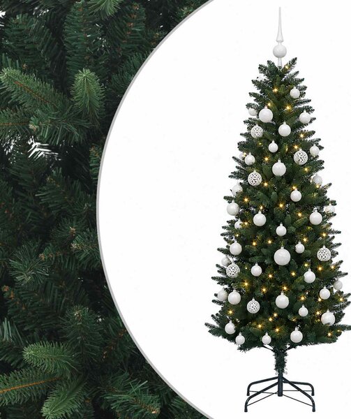 Műfenyő gömbökkel 120 cm 150 LED Meleg fehér PE és PVC Green