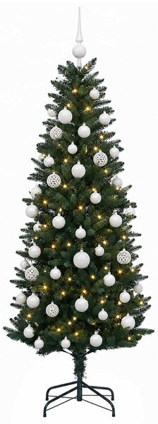 Műfenyő gömbökkel 120 cm 150 LED Meleg fehér PE és PVC Green