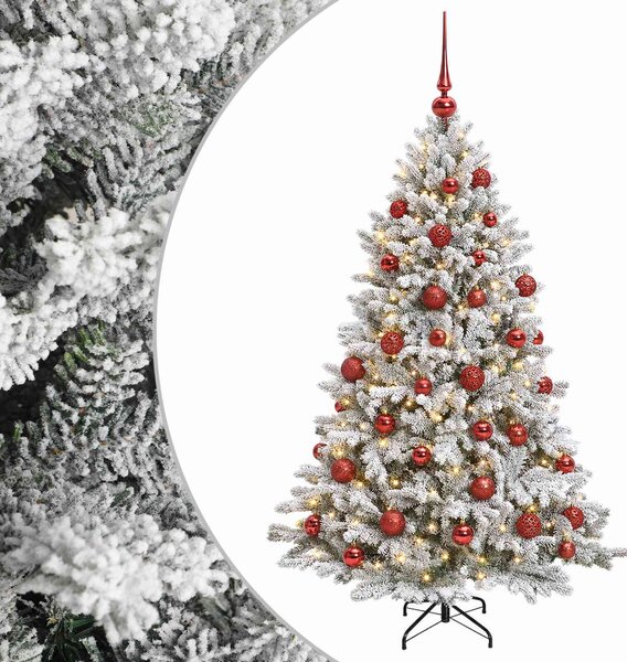 Műfenyő gömbökkel 150 cm 150 LED Meleg fehér PVC és fém