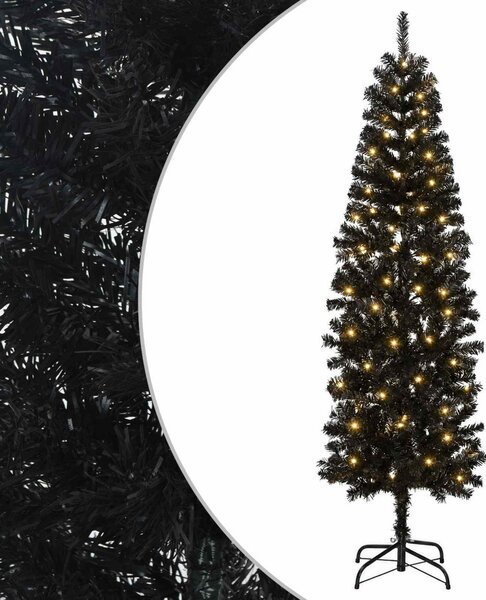 Mű Karcsú Karácsonyi Fa 180 cm 300 LED Meleg fehér PVC és fém